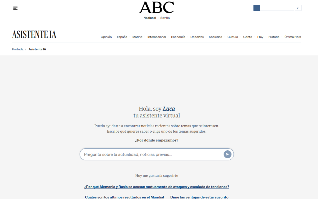 Vocento desarrolla un asistente de IA para lectores en las web